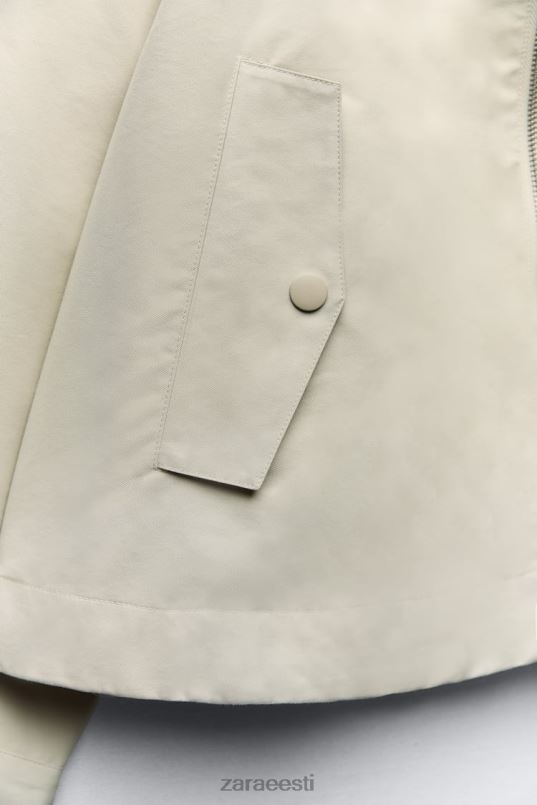 Zara lühike kapuutsiga parka naised ekru Riietus 42F0H5