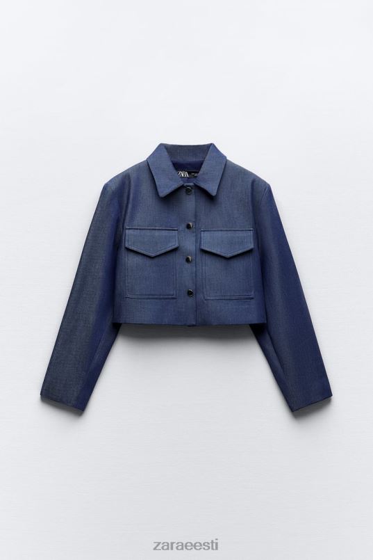 Zara õlapadjaga kärbitud jope naised indigo Riietus 42F0H7