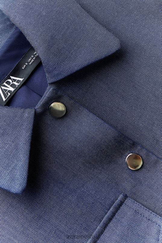 Zara õlapadjaga kärbitud jope naised indigo Riietus 42F0H7