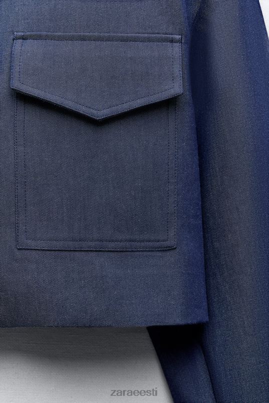 Zara õlapadjaga kärbitud jope naised indigo Riietus 42F0H7