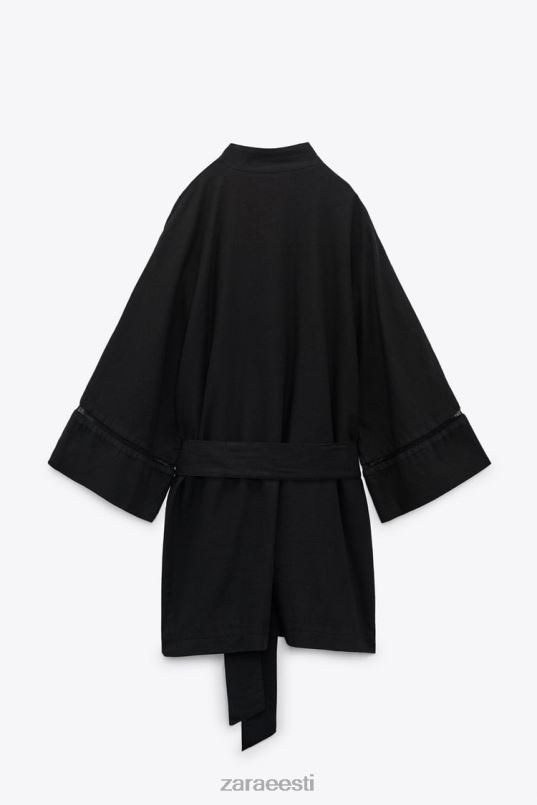 Zara linasegu pitsist vahetükiga kimono naised must Riietus 42F0H128