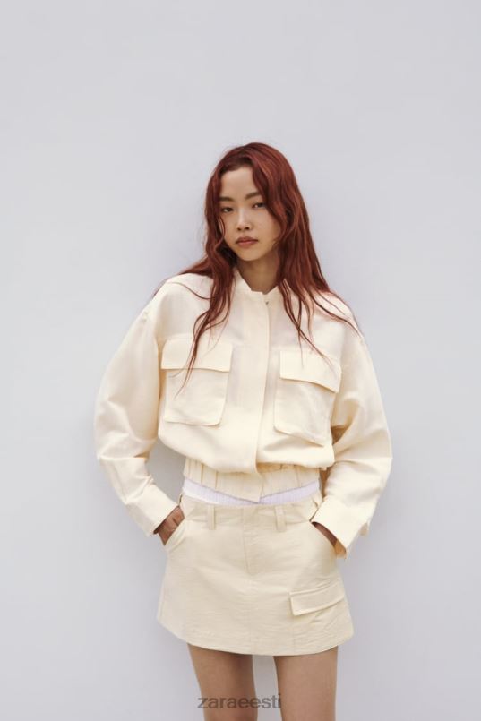 Zara linasegust bomber jope naised helebeež Riietus 42F0H95