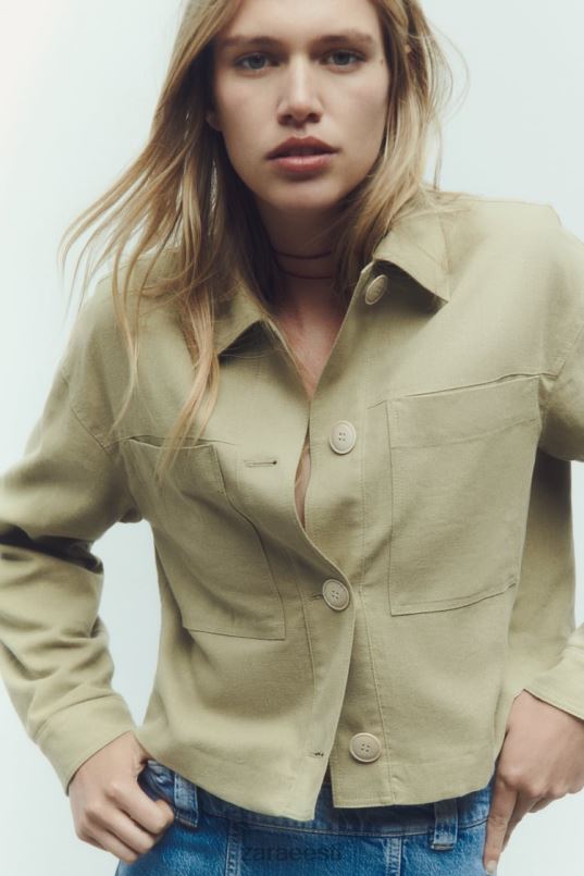 Zara linasegust lühike jakk naised khaki Riietus 42F0H115