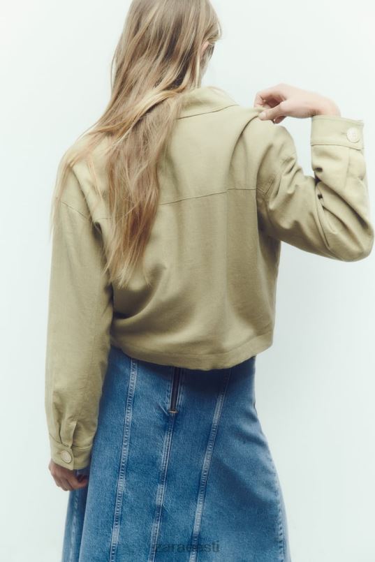 Zara linasegust lühike jakk naised khaki Riietus 42F0H115