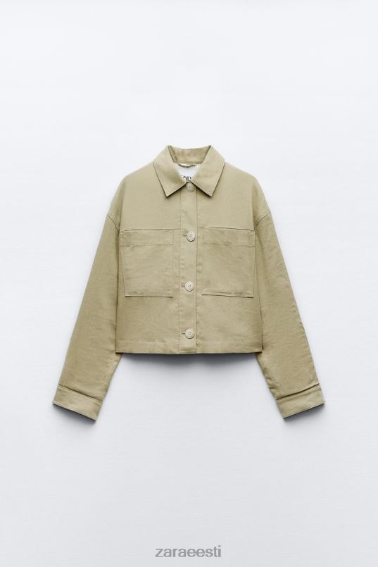 Zara linasegust lühike jakk naised khaki Riietus 42F0H115