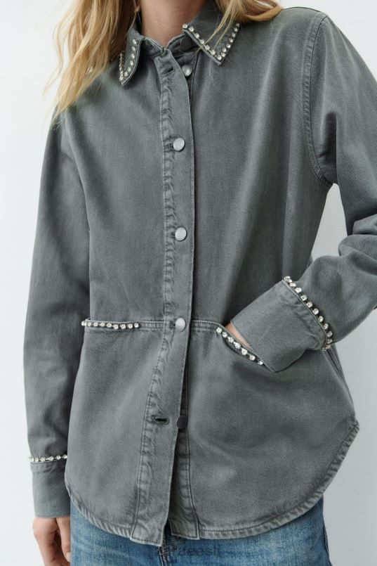 Zara ülisuur rhinestone'i pealissärk naised hall Riietus 42F0H82