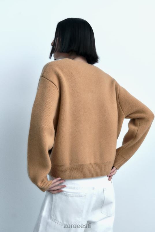 Zara lukuga villapomm naised taupe pruun Riietus 42F0H27