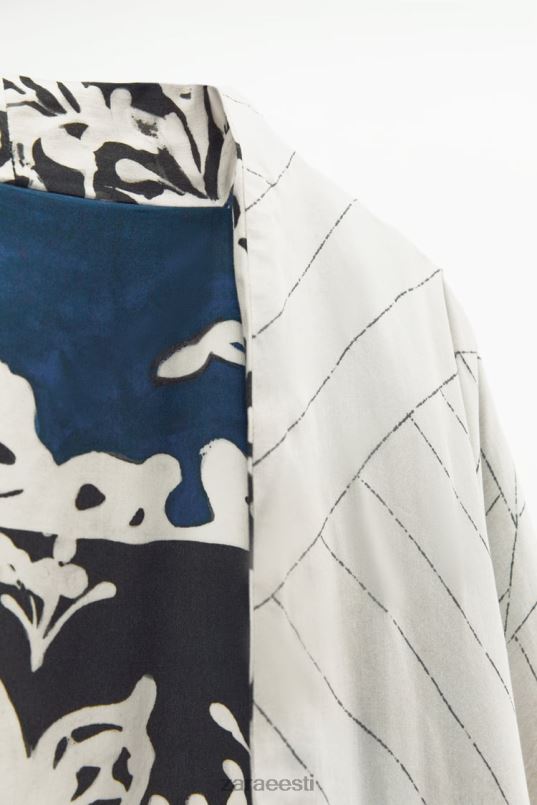 Zara ümberpööratav trükitud kimono naised sinine/must Riietus 42F0H136