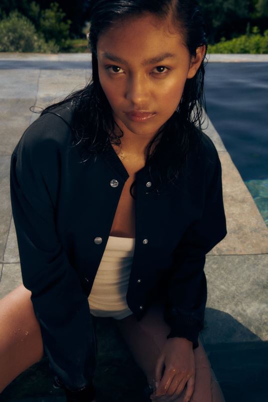 Zara nööbiga bomber jope naised must Riietus 42F0H55