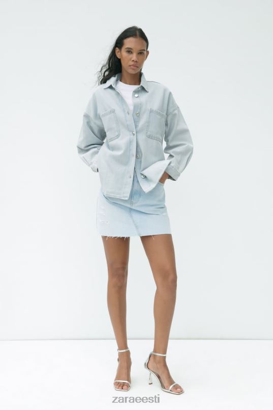 Zara patch pocket z1975 teksapealne särk naised helesinine Riietus 42F0H121