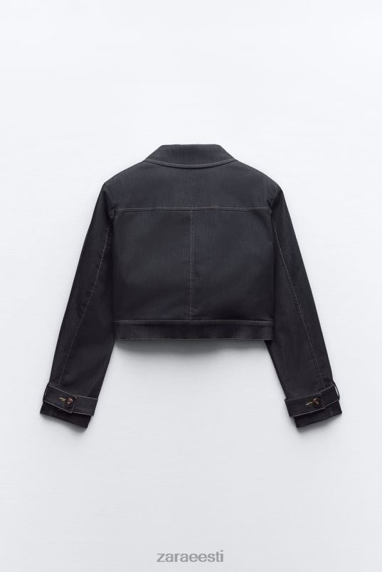 Zara pealtõmmeldud crop jope naised indigo Riietus 42F0H86