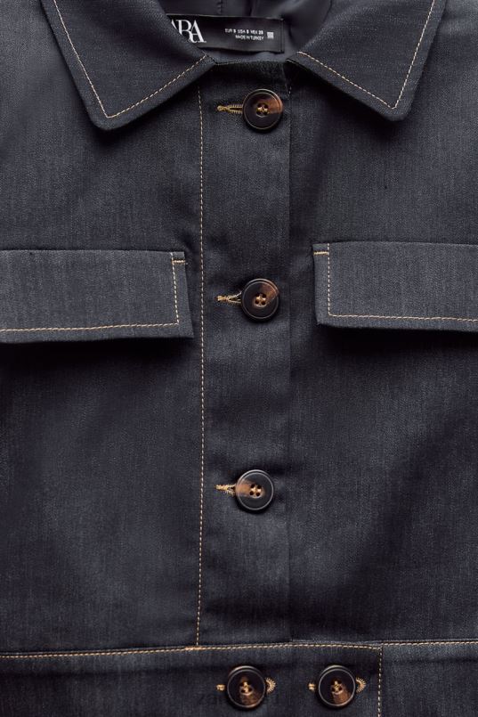 Zara pealtõmmeldud crop jope naised indigo Riietus 42F0H86