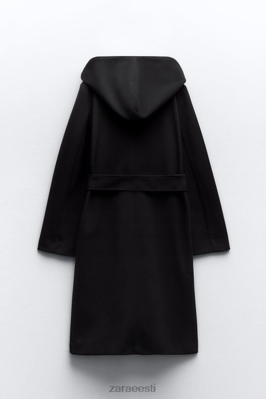Zara pehme kapuutsiga mantel naised must Riietus 42F0H3
