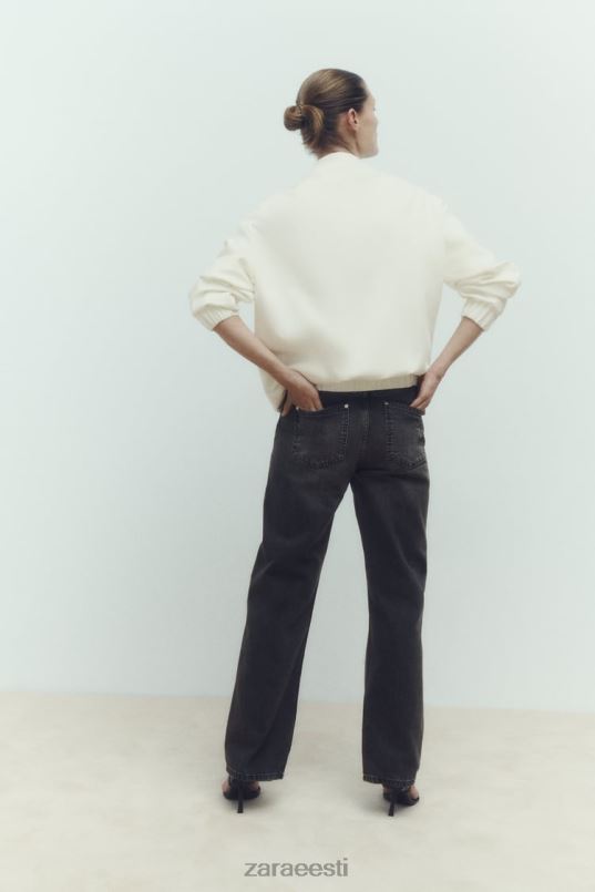 Zara pikk bomber jope plaastri taskutega naised austri valge Riietus 42F0H89