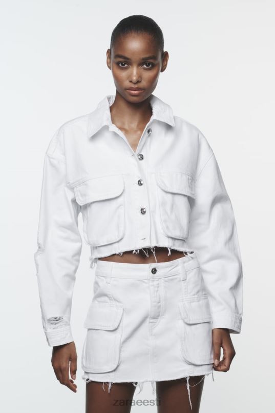 Zara rebenenud z1975 teksajakk naised valge Riietus 42F0H103