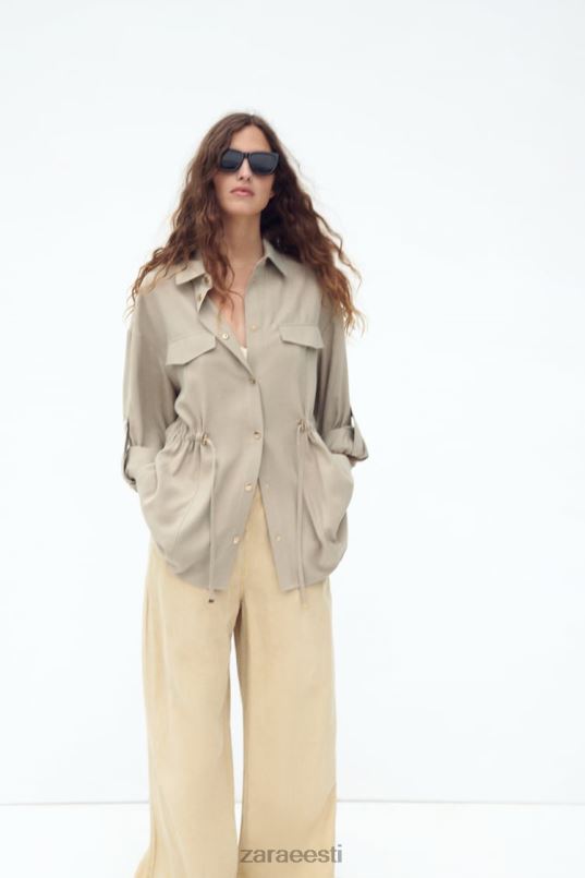 Zara reguleeritava vöökohaga särk naised liiv Riietus 42F0H100