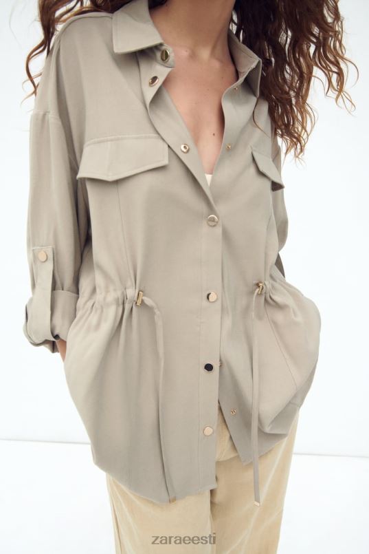 Zara reguleeritava vöökohaga särk naised liiv Riietus 42F0H100