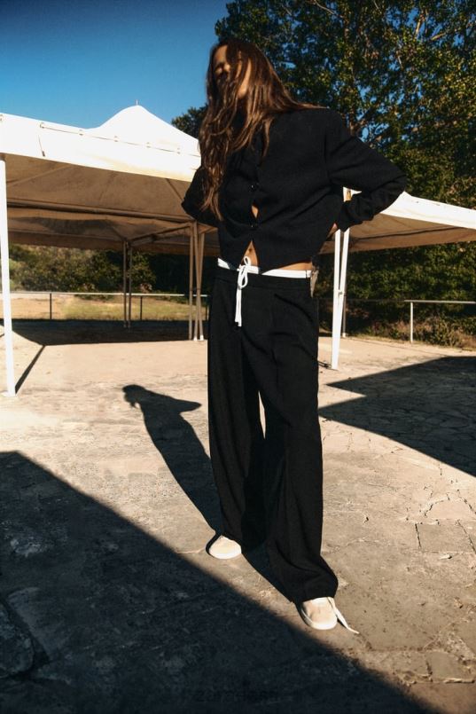 Zara ribikraega kärbitud bomber jope naised must Riietus 42F0H1