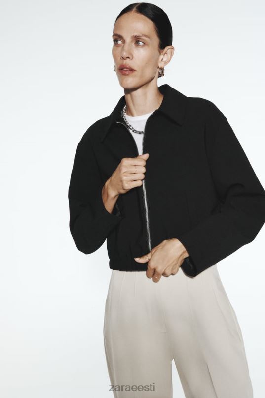 Zara särgi stiilis bomber jope naised must Riietus 42F0H44