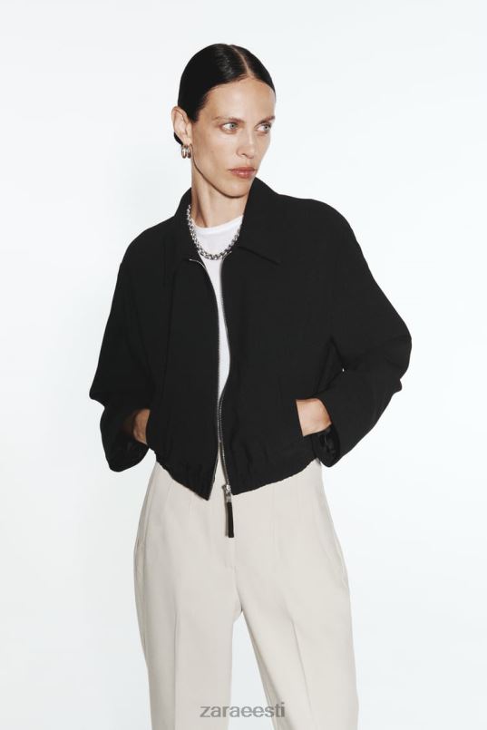 Zara särgi stiilis bomber jope naised must Riietus 42F0H44