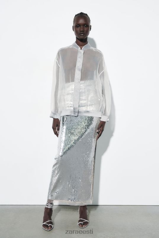 Zara satiinefektiga organza pommitaja naised ekru keskpaik Riietus 42F0H125