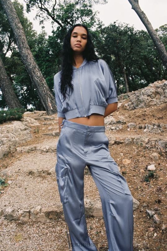 Zara satiinefektiga põllupommitaja naised sinine Riietus 42F0H122