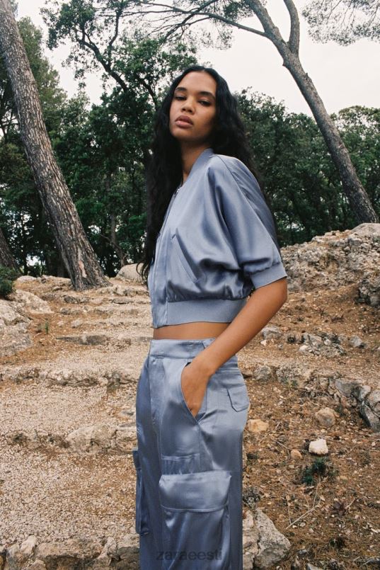 Zara satiinefektiga põllupommitaja naised sinine Riietus 42F0H122