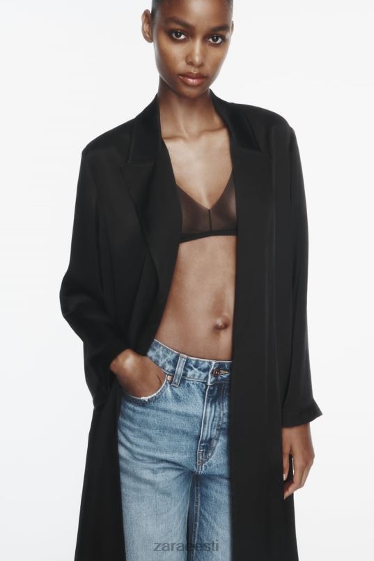 Zara satiinefektiga trentšmantel naised must Riietus 42F0H135