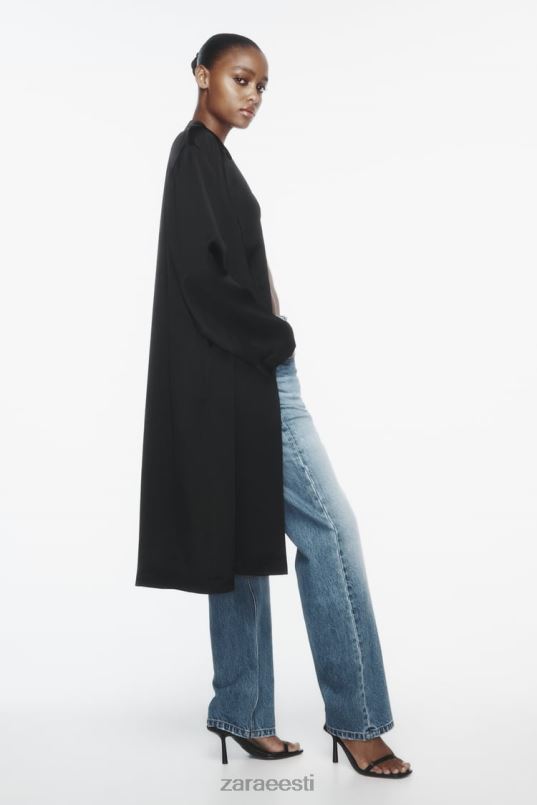 Zara satiinefektiga trentšmantel naised must Riietus 42F0H135