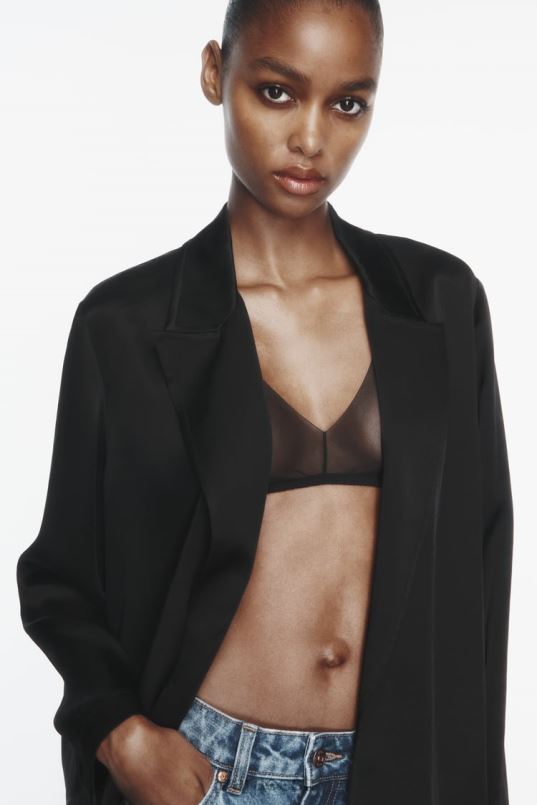 Zara satiinefektiga trentšmantel naised must Riietus 42F0H135