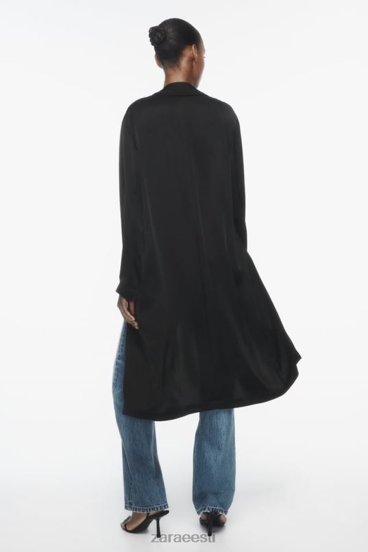 Zara satiinefektiga trentšmantel naised must Riietus 42F0H135