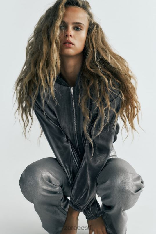Zara satiinfooliumist bomber jope naised hõbedane Riietus 42F0H31