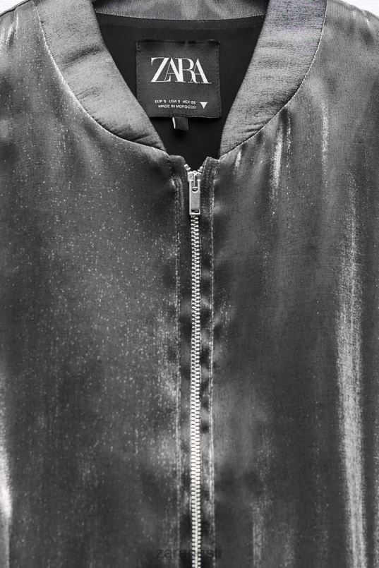 Zara satiinfooliumist bomber jope naised hõbedane Riietus 42F0H31