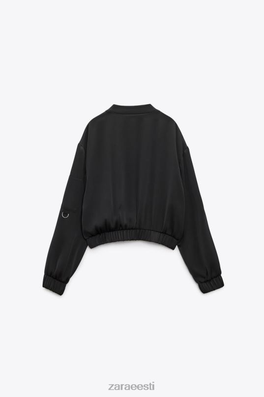 Zara satiinist bomber jope naised must Riietus 42F0H116