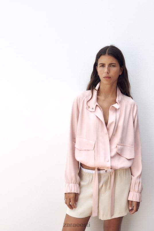 Zara taskuga flowy bomber jope naised kahvaturoosa Riietus 42F0H97