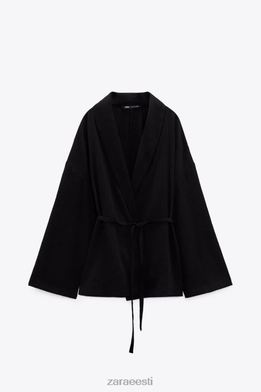 Zara tekstuuriga mähisega kimono naised must Riietus 42F0H108