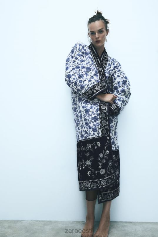 Zara tepitud lilleline kimono naised sinine Riietus 42F0H16
