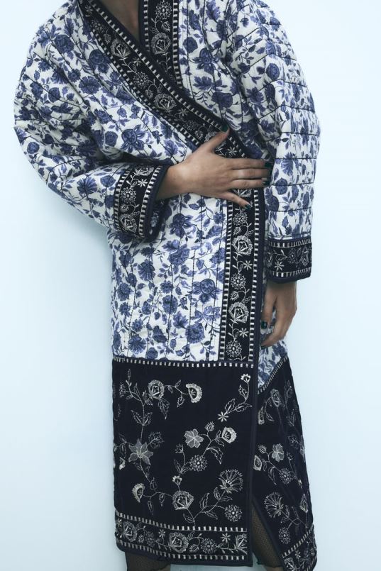 Zara tepitud lilleline kimono naised sinine Riietus 42F0H16