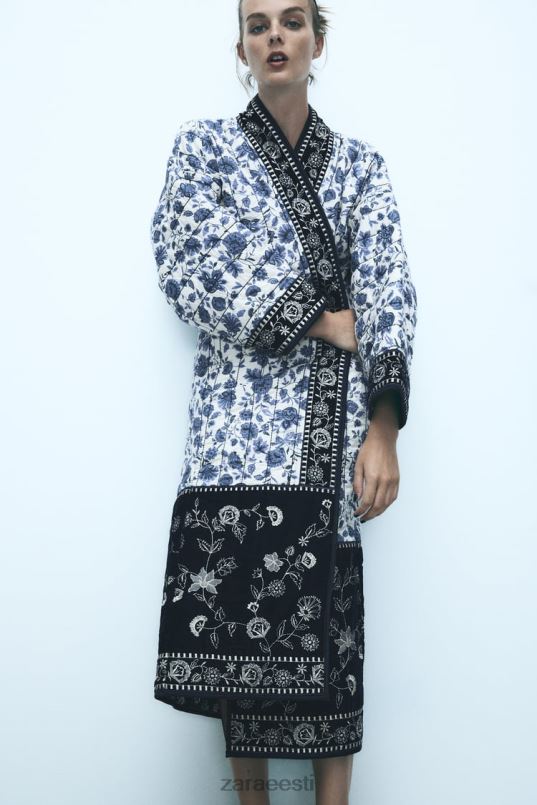 Zara tepitud lilleline kimono naised sinine Riietus 42F0H16