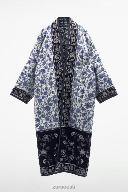 Zara tepitud lilleline kimono naised sinine Riietus 42F0H16