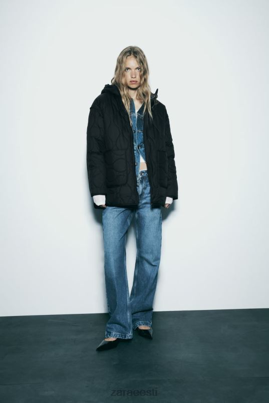 Zara tepitud vetthülgav õngejadajakk naised must Riietus 42F0H2