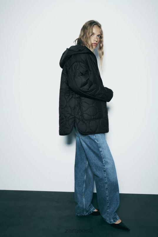 Zara tepitud vetthülgav õngejadajakk naised must Riietus 42F0H2