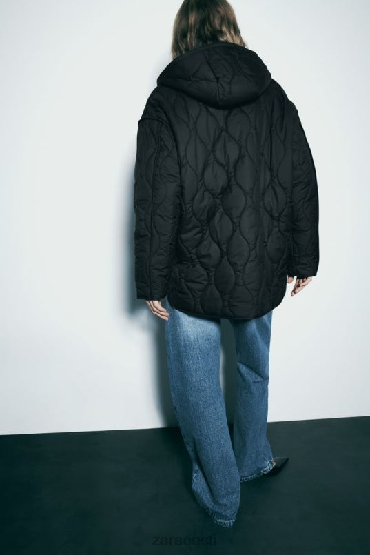 Zara tepitud vetthülgav õngejadajakk naised must Riietus 42F0H2