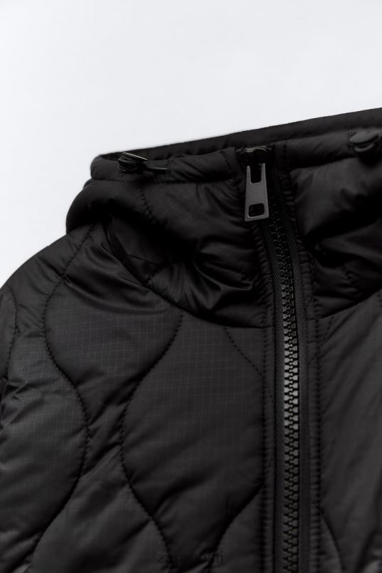 Zara tepitud vetthülgav õngejadajakk naised must Riietus 42F0H2