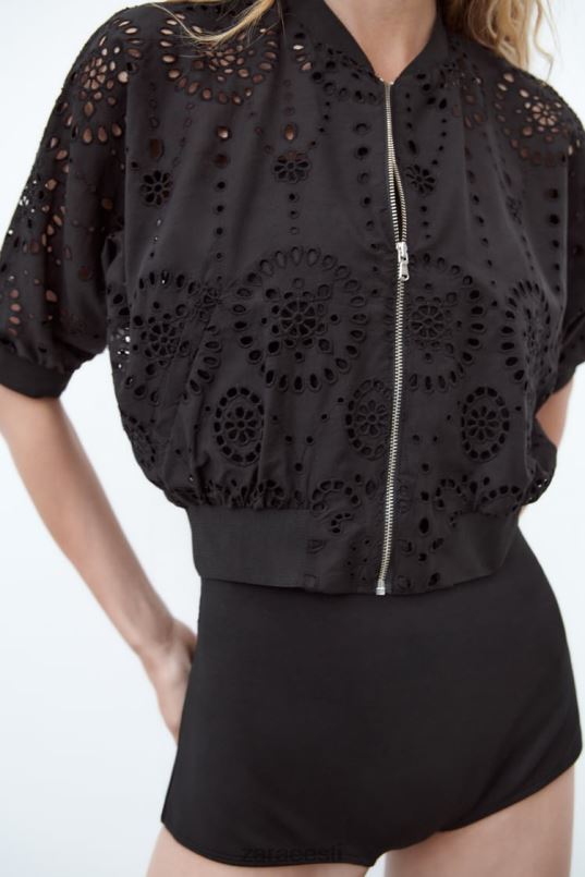 Zara tikitud aasaga pommitaja naised must Riietus 42F0H72