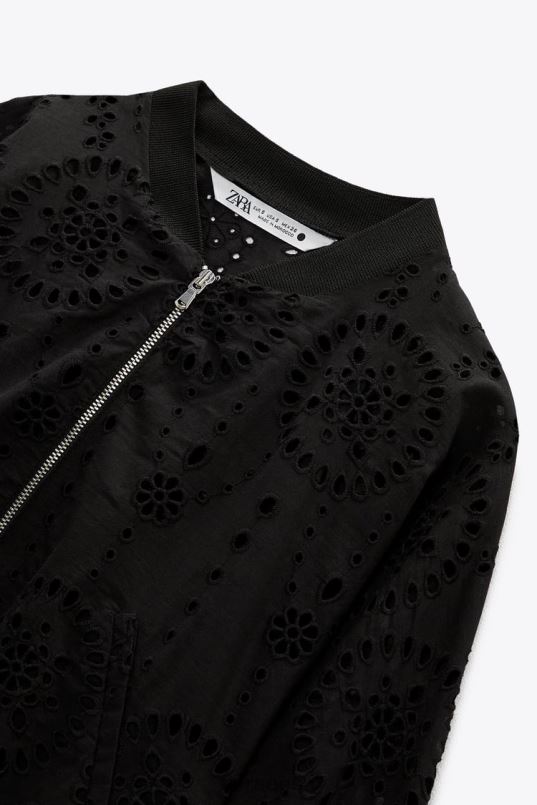 Zara tikitud aasaga pommitaja naised must Riietus 42F0H72