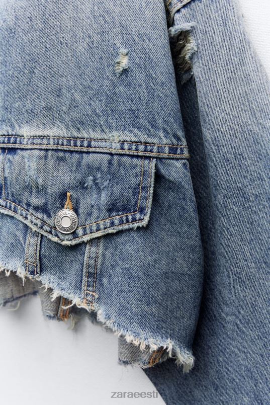 Zara trf crop teksajakk naised sinine Riietus 42F0H50