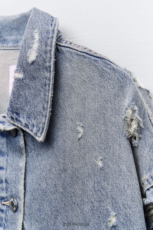 Zara trf crop teksajakk naised sinine Riietus 42F0H50