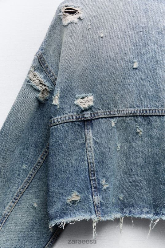 Zara trf crop teksajakk naised sinine Riietus 42F0H50