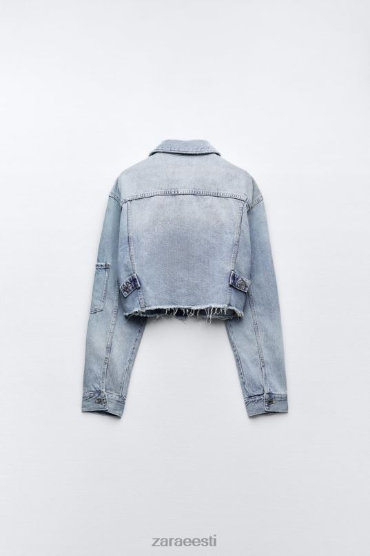 Zara trf crop teksajakk naised sinine Riietus 42F0H70